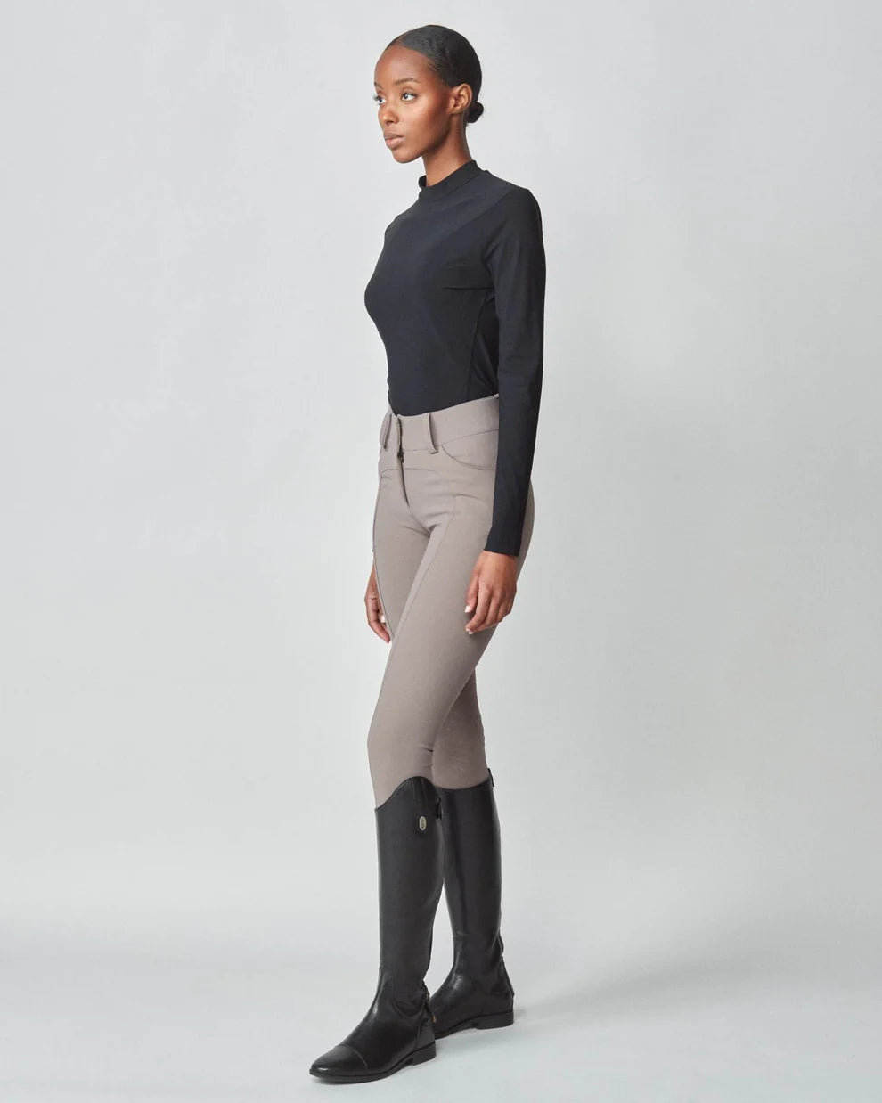 Black | Lightweight Long Sleeve, lightweight long sleeve on model with grey breeches
