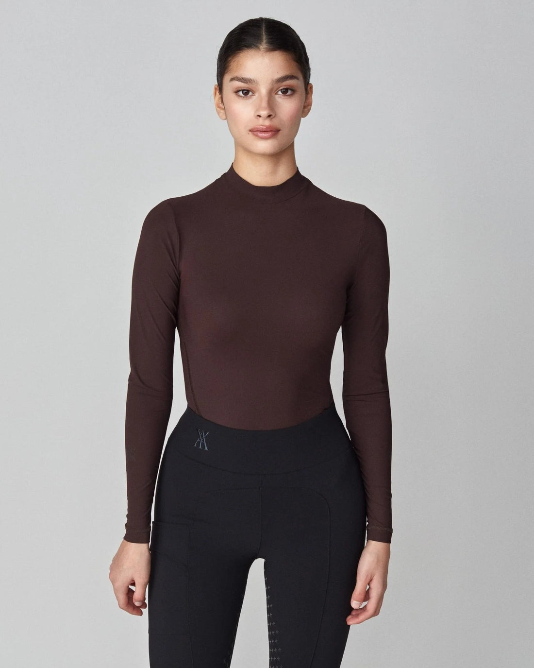 Dark Brown | Lightweight Long Sleeve, front view on model
