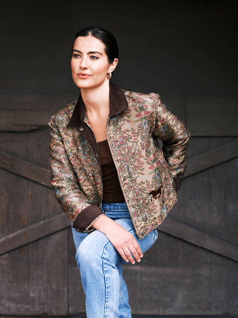 Maxine Barn Jacket – Floral Brocade – Hannah Childs Lifestyle