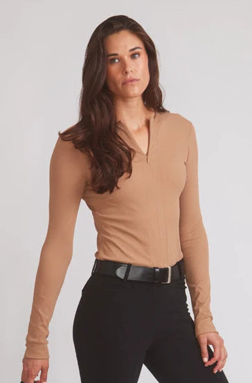 Carol Performance Crewneck Riding Top – Leather Rib – Solid Citizen Equestrian