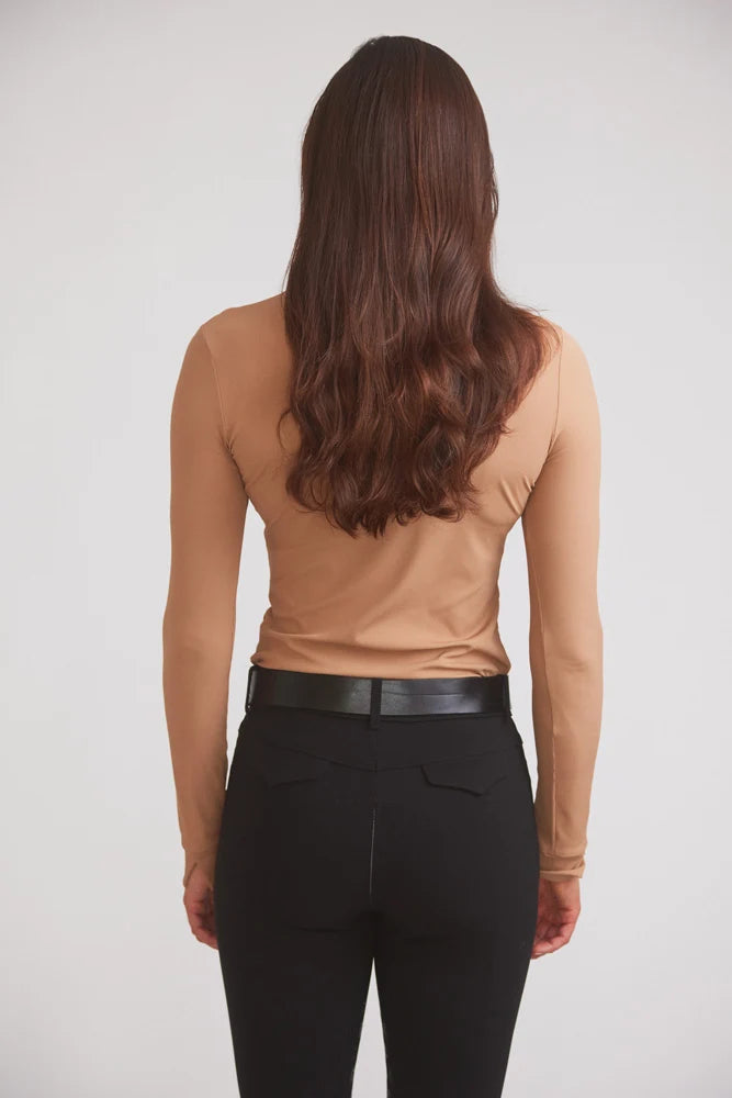 Carol Performance Crewneck Riding Top – Leather Rib – Solid Citizen Equestrian