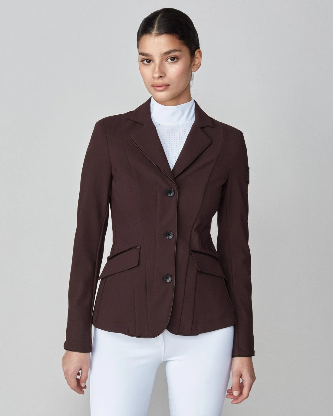 Dark Brown | Performance Show Jacket, performance show jacket, front view on model