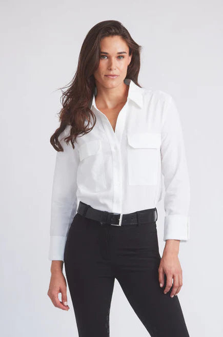 ivory | Seersucker Equestrian Button-Down Shirt