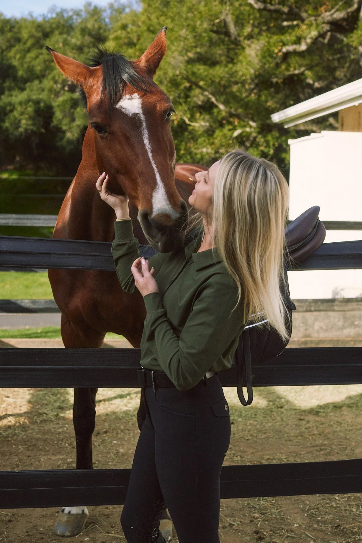 Kelly Technical Sport Pique Long Sleeve Polo – Olive – Solid Citizen Equestrian