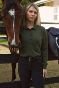 Kelly Technical Sport Pique Long Sleeve Polo – Olive – Solid Citizen Equestrian