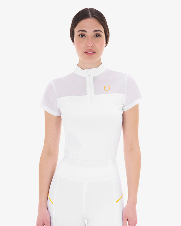 White | Women's Training Polo Shirt with Mesh Inserts – Equestro
