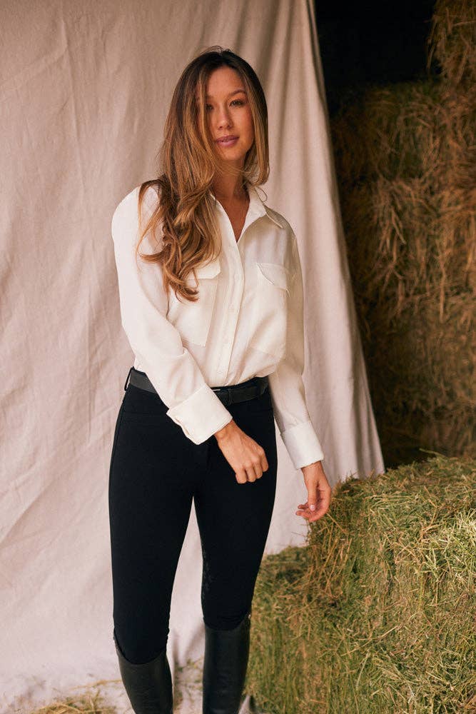 Jessica | Ivory Seersucker Button Down: M