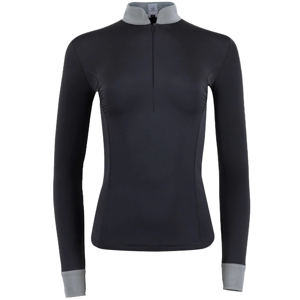Black | Halter Ego Roxana Long Sleeve Riding Shirt, long-sleeve riding shirt, flat product shot