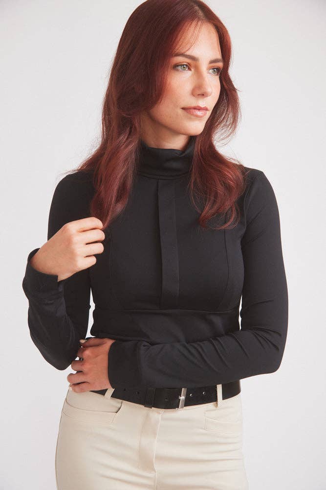 Haley | UV Base-layer | Riding top | Turtleneck Sun-shirt | Black