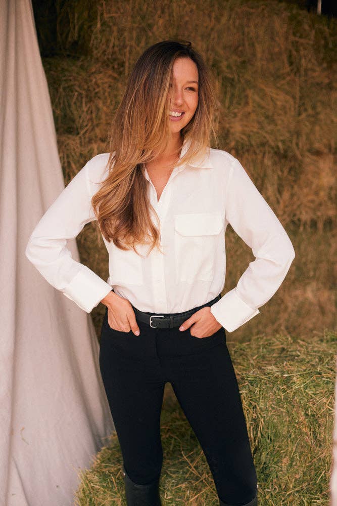 Jessica | Ivory Seersucker Button Down: M