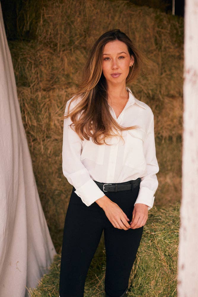 Jessica | Ivory Seersucker Button Down: M