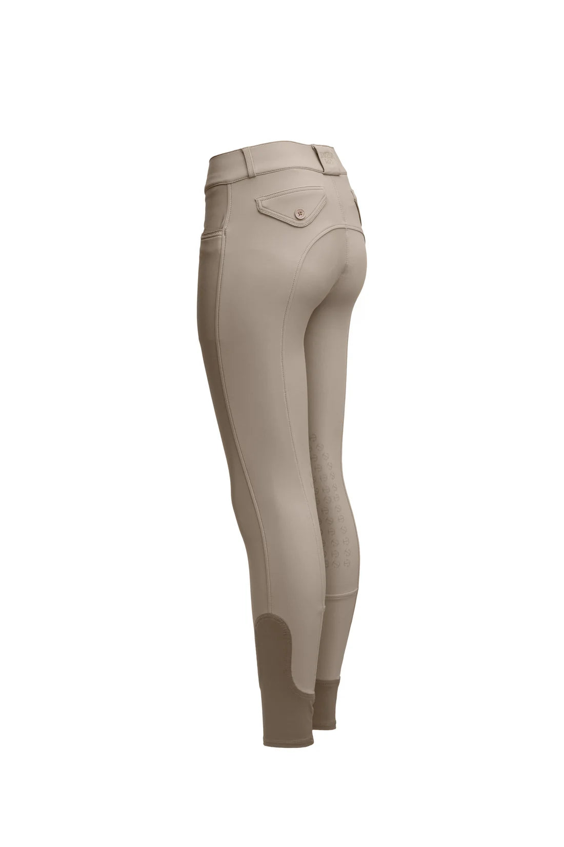 Hunter Beige | Halter Ego Evolution Mid Waist Ladies Knee Patch Breeches, knee patch breeches, front flat product shot