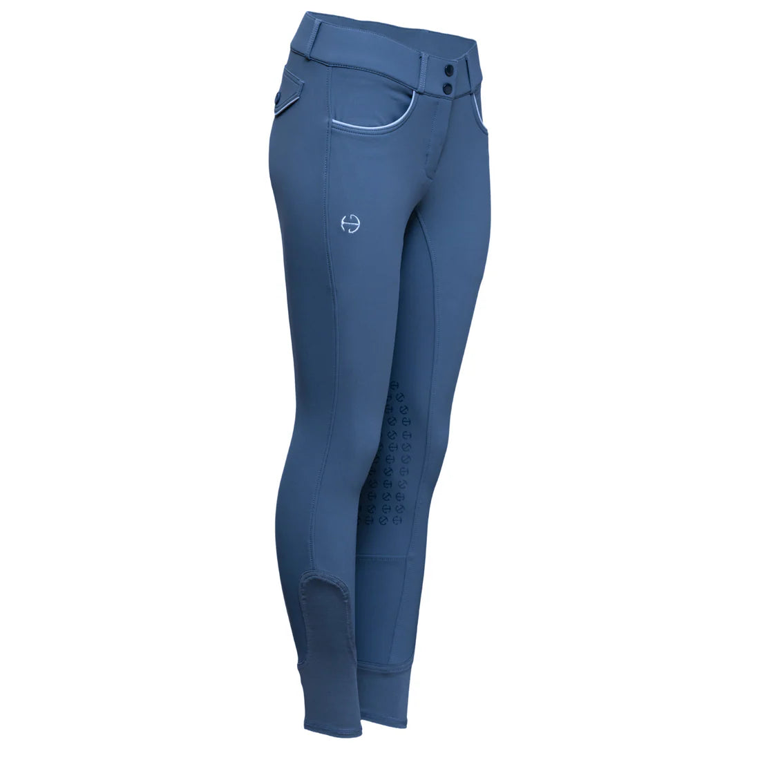 Carolina Blue | Halter Ego Evolution Mid Waist Ladies Knee Patch Breeches, knee patch breeches, front flat product shot