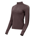 Brown | Halter Ego Annabelle Long Sleeve Lace Riding Top, long-sleeve lace riding top, flat product shot