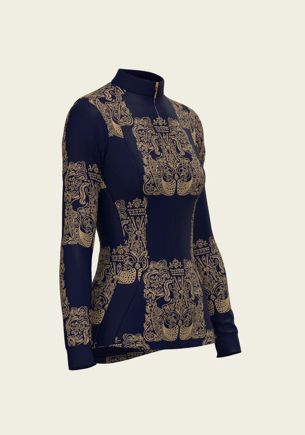 Espoir Mermaid Horses in Navy and Gold Quarter Zip Sun Shirt