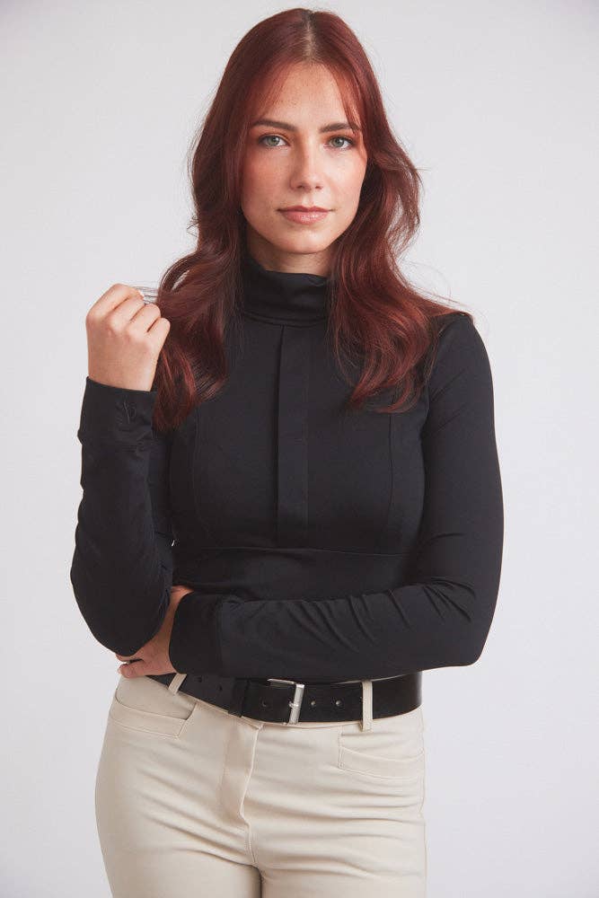 Haley | UV Base-layer | Riding top | Turtleneck Sun-shirt | Black
