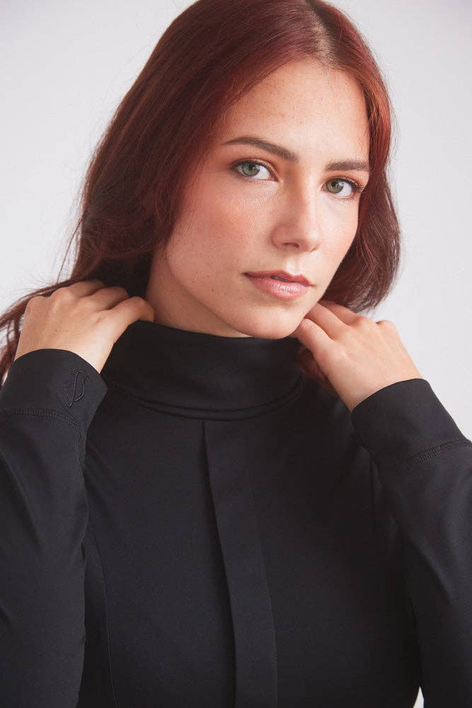 Haley | UV Base-layer | Riding top | Turtleneck Sun-shirt | Black