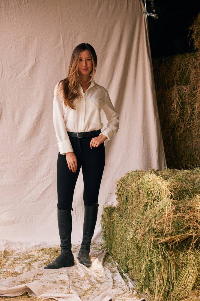 Jessica | Ivory Seersucker Button Down: M