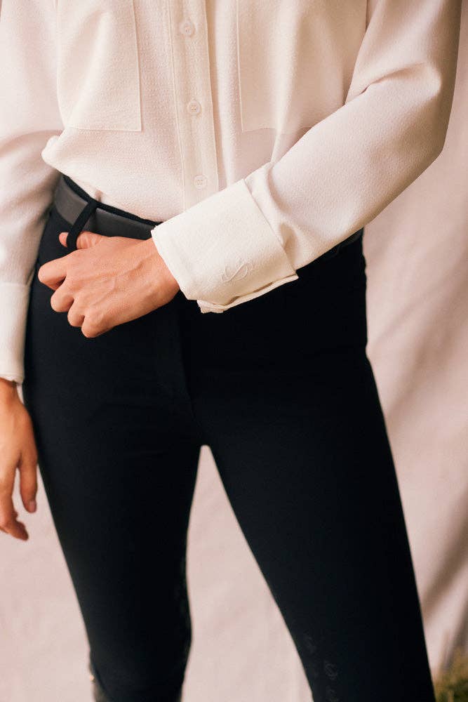 Jessica | Ivory Seersucker Button Down: M
