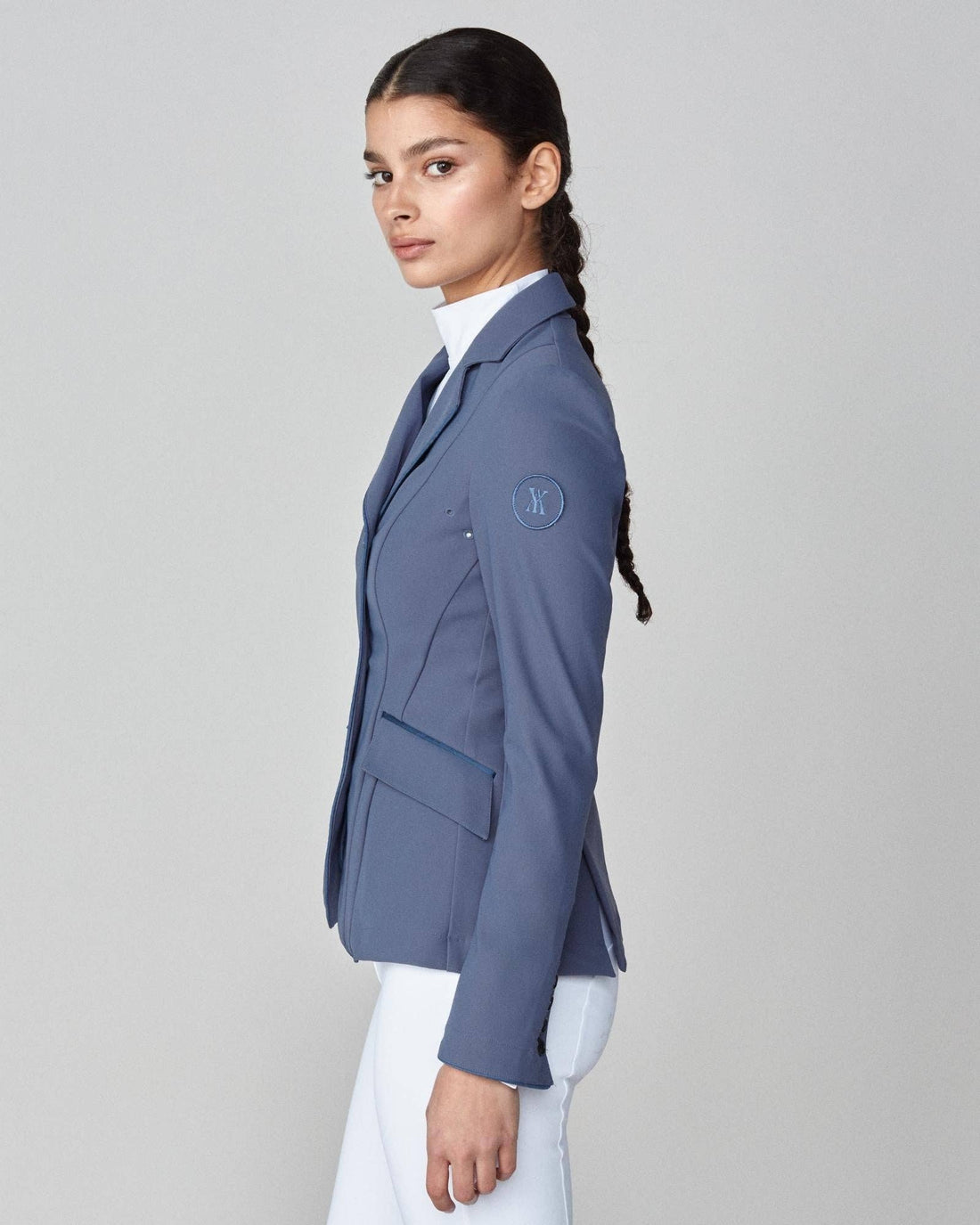 Slate Blue | Performance Show Jacket, performance show jacket, side view on model