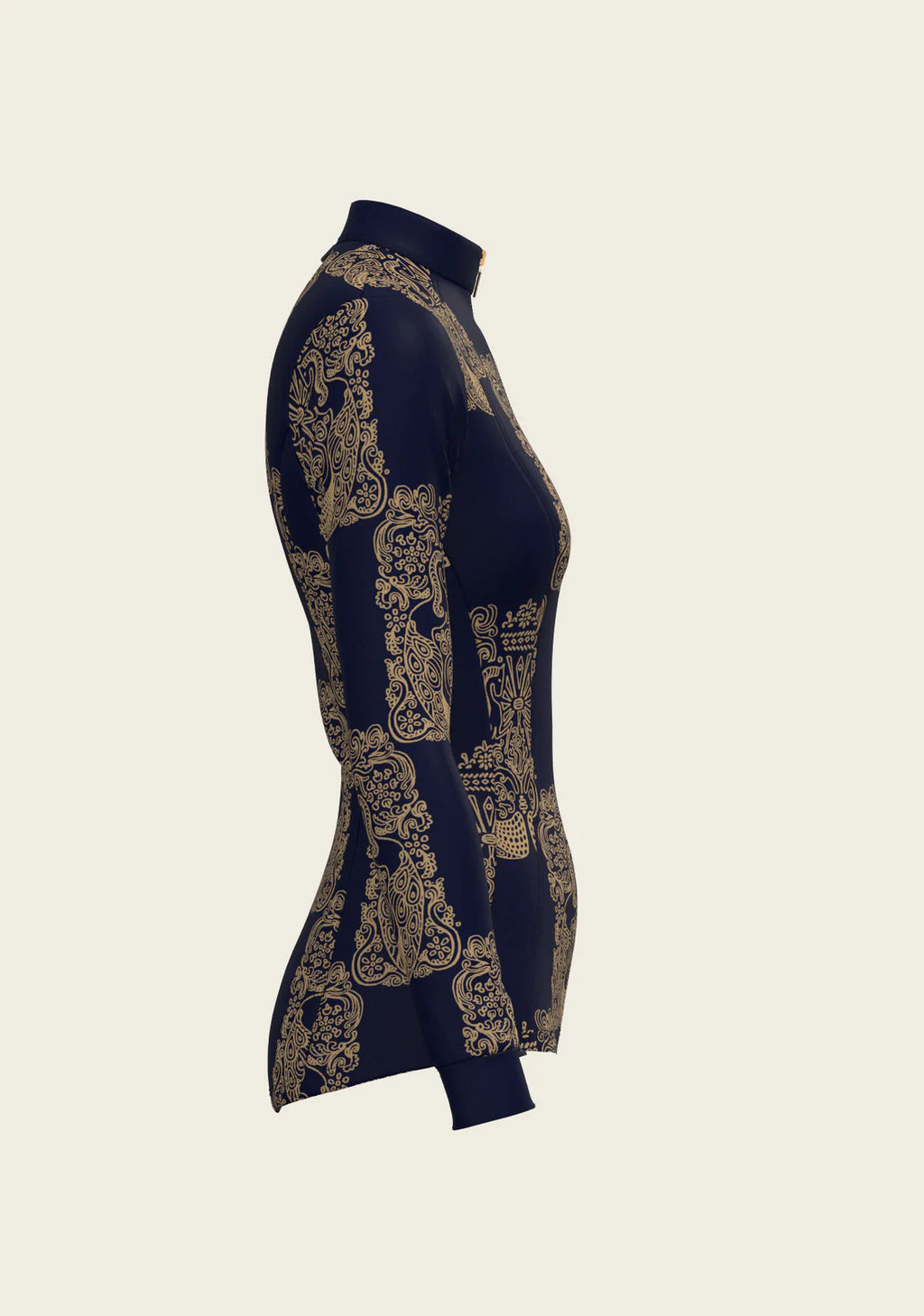 Espoir Mermaid Horses in Navy and Gold Quarter Zip Sun Shirt