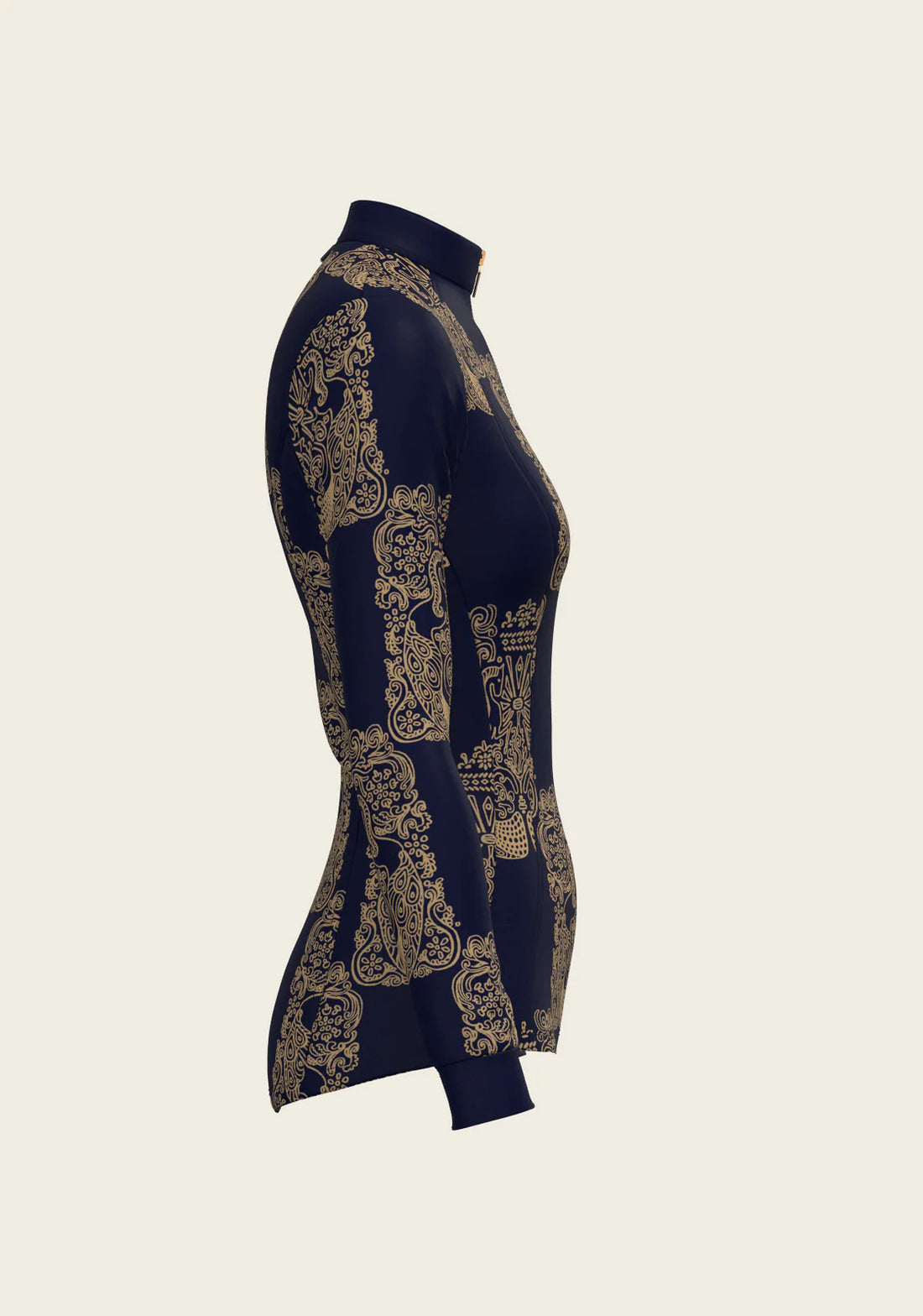 Navy | Espoir Mermaid Horses in Navy and Gold Quarter Zip Sun Shirt