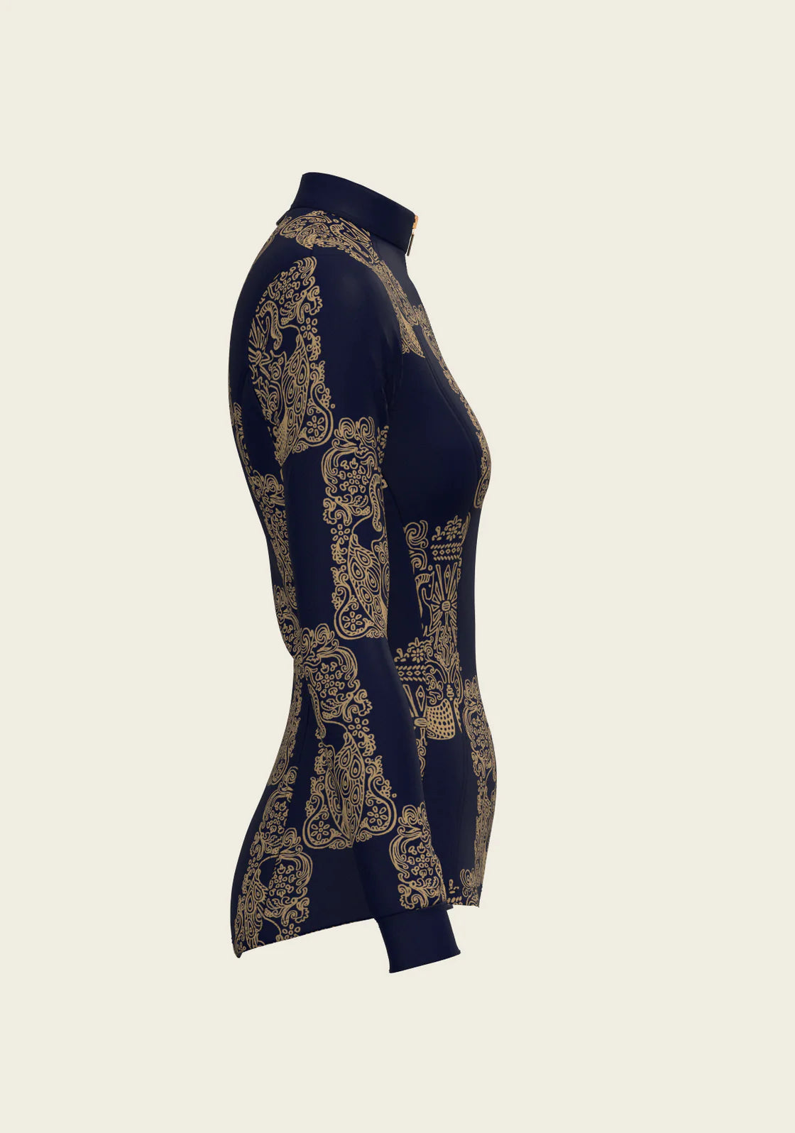 Espoir Mermaid Horses in Navy and Gold Quarter Zip Sun Shirt