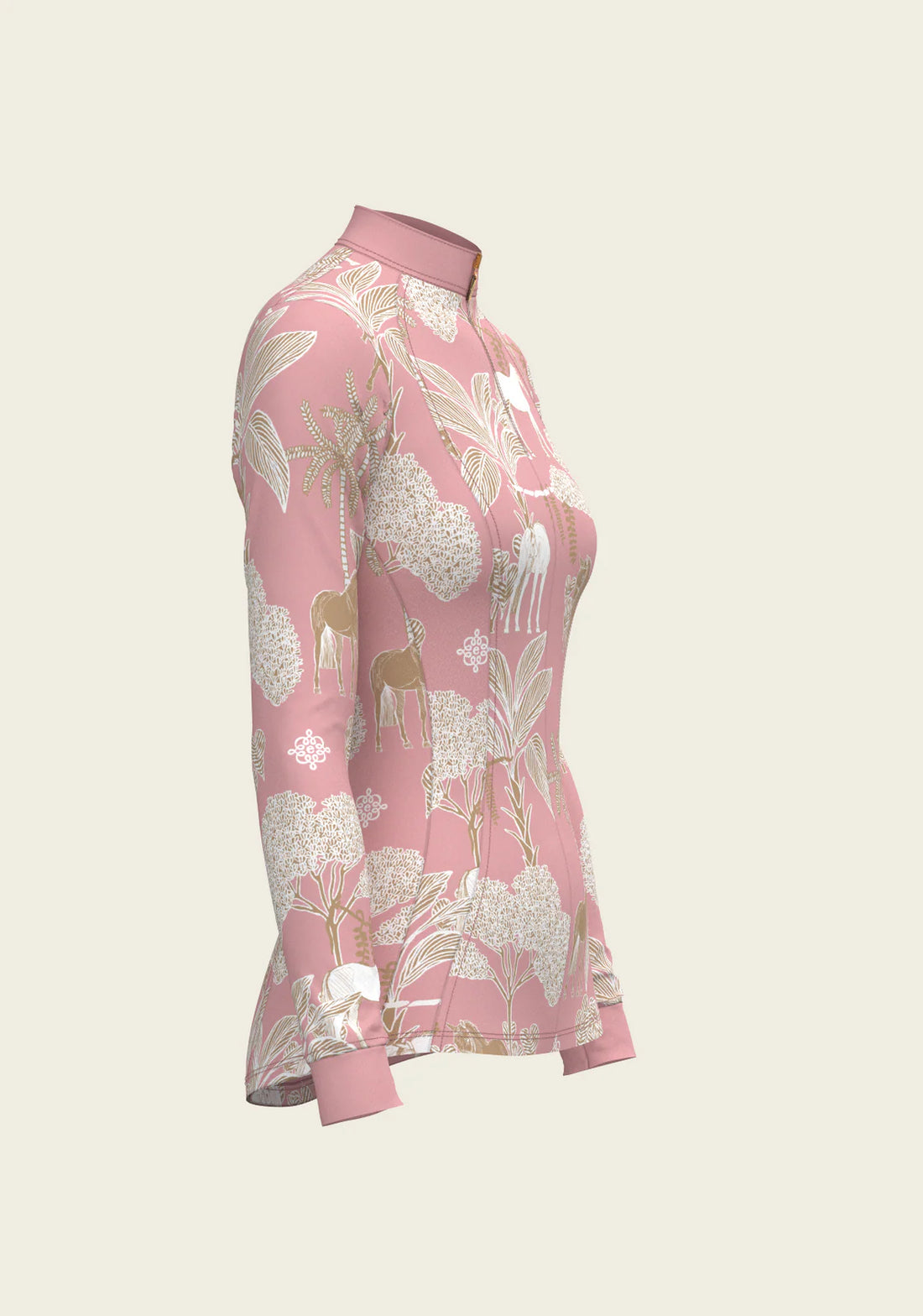 Espoir Island Horses on Rose Quarter Zip Sun Shirt