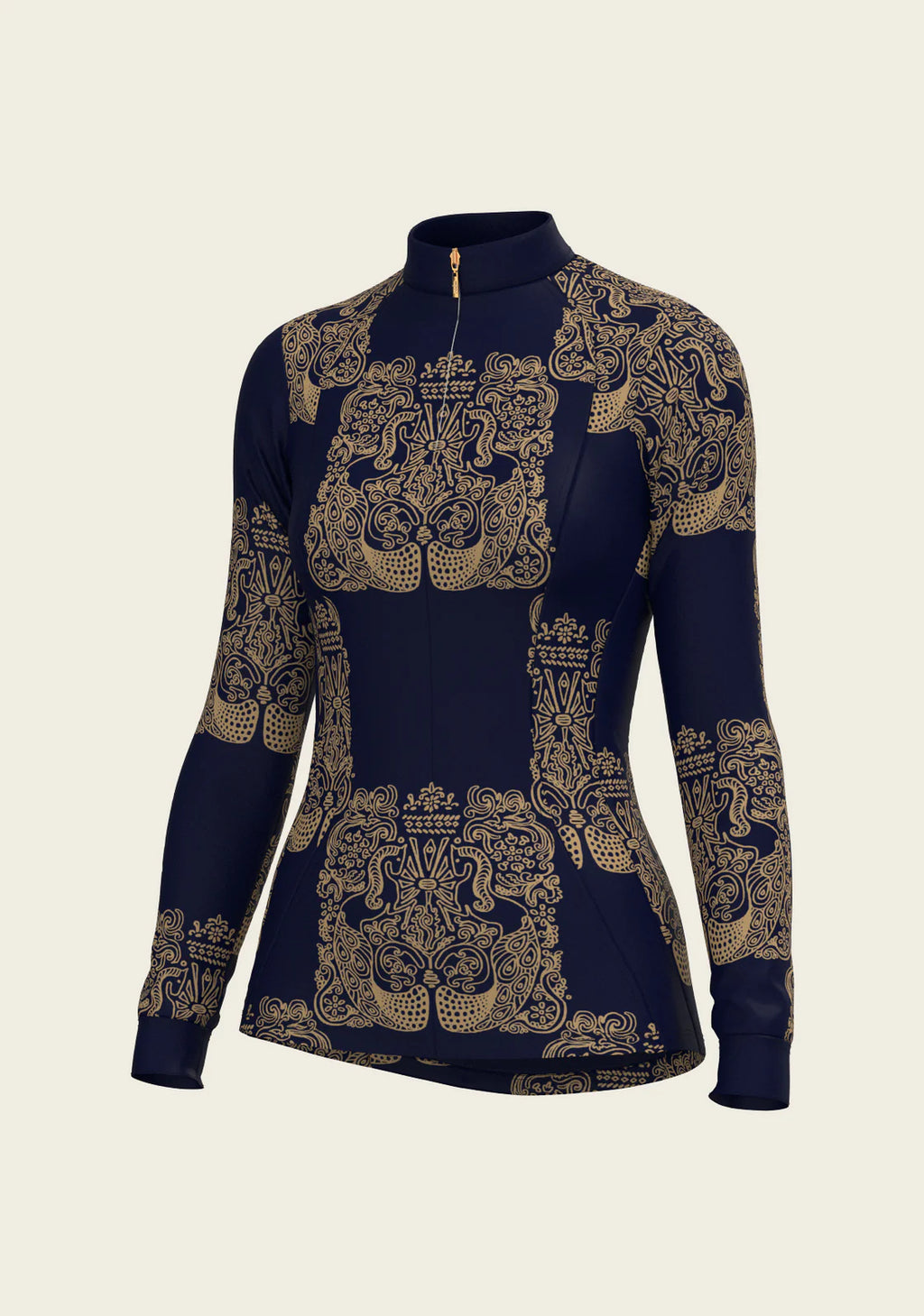 Espoir Mermaid Horses in Navy and Gold Quarter Zip Sun Shirt