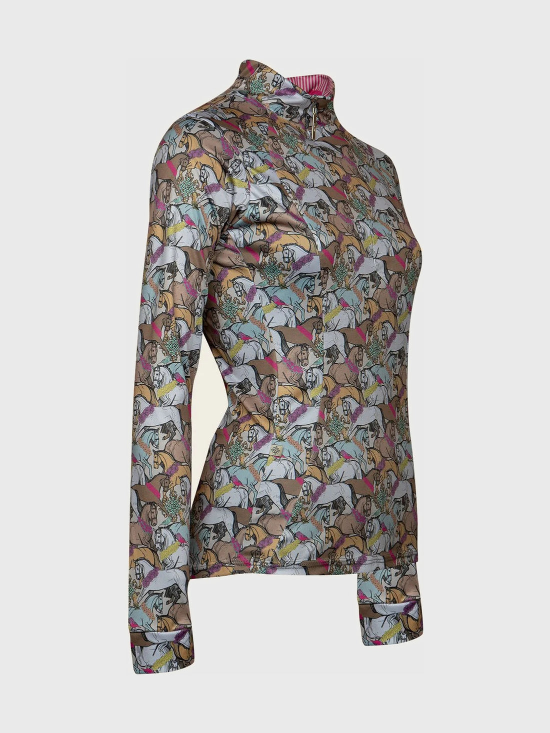 Flowered Horses Quarter Zip Sun Shirt