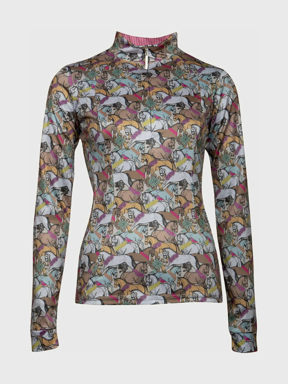 Flowered Horses Quarter Zip Sun Shirt