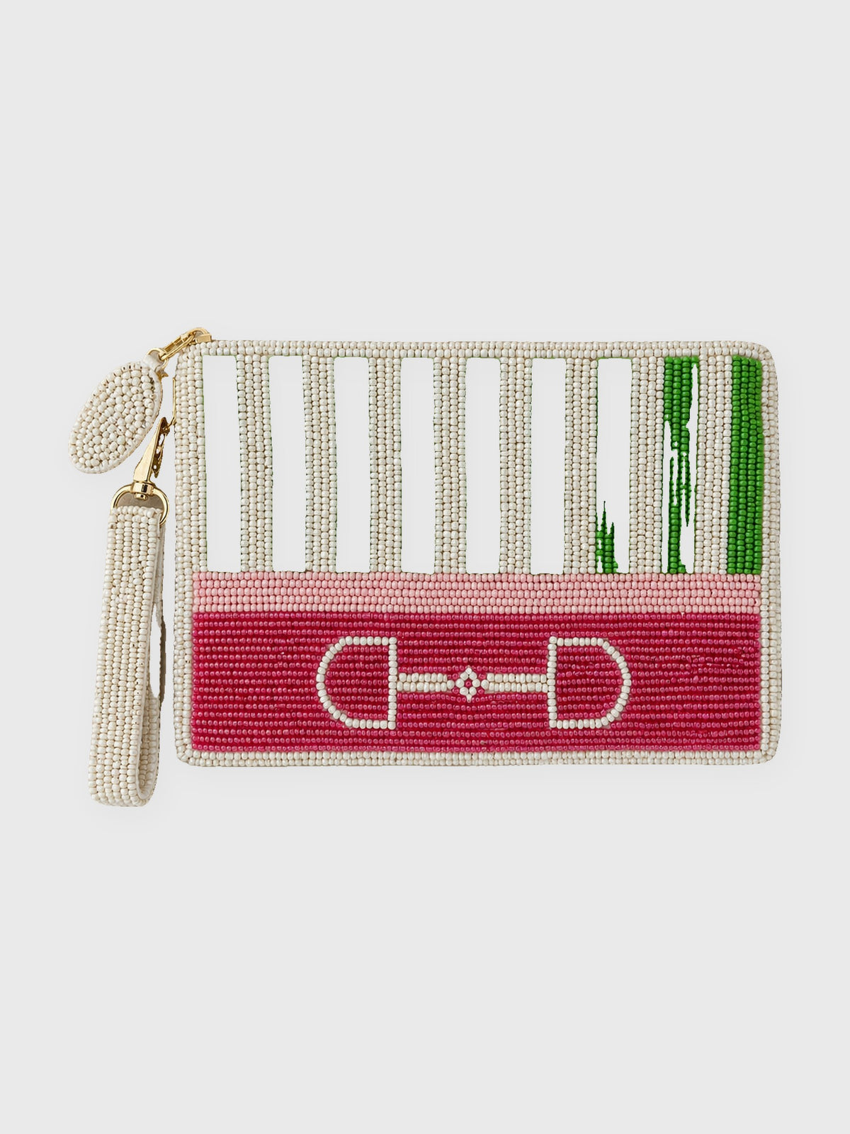 Preppy Stripe Bit Medium Beaded Pouch