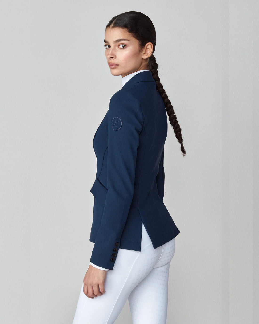 Navy | Performance Show Jacket, performance show jacket, side view on model