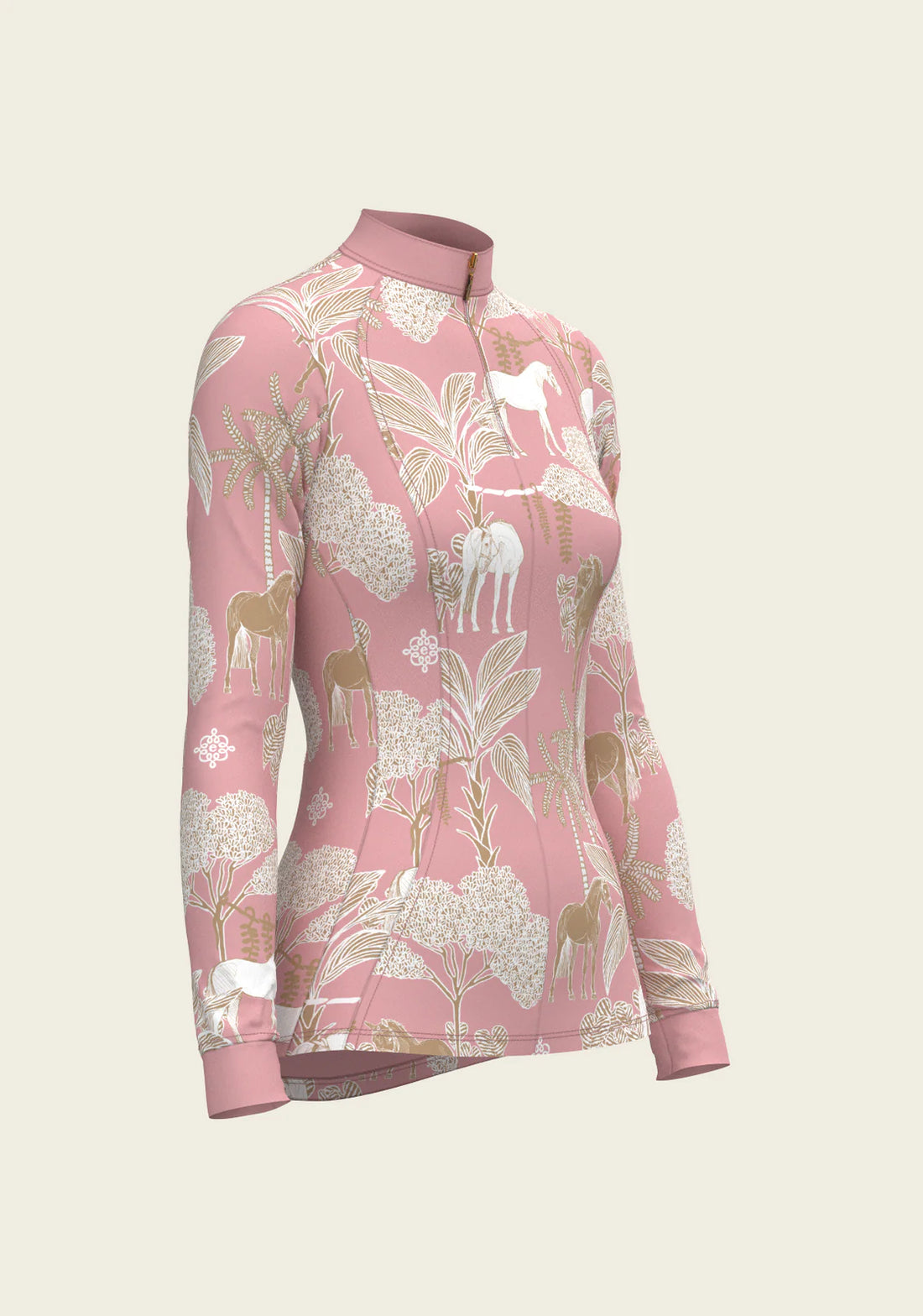 Espoir Island Horses on Rose Quarter Zip Sun Shirt